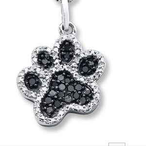 Genuine black diamond paw necklace